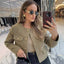 Veste Croppée Chic Décorée de Poches