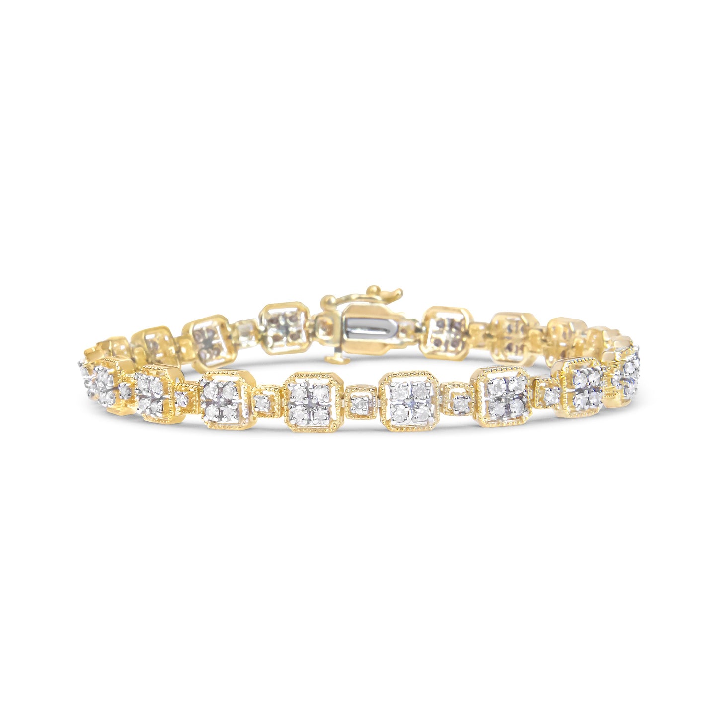 Bracelet en or blanc 10K avec diamants en maillons carrés - 2,0 cttw, taille 7,25"