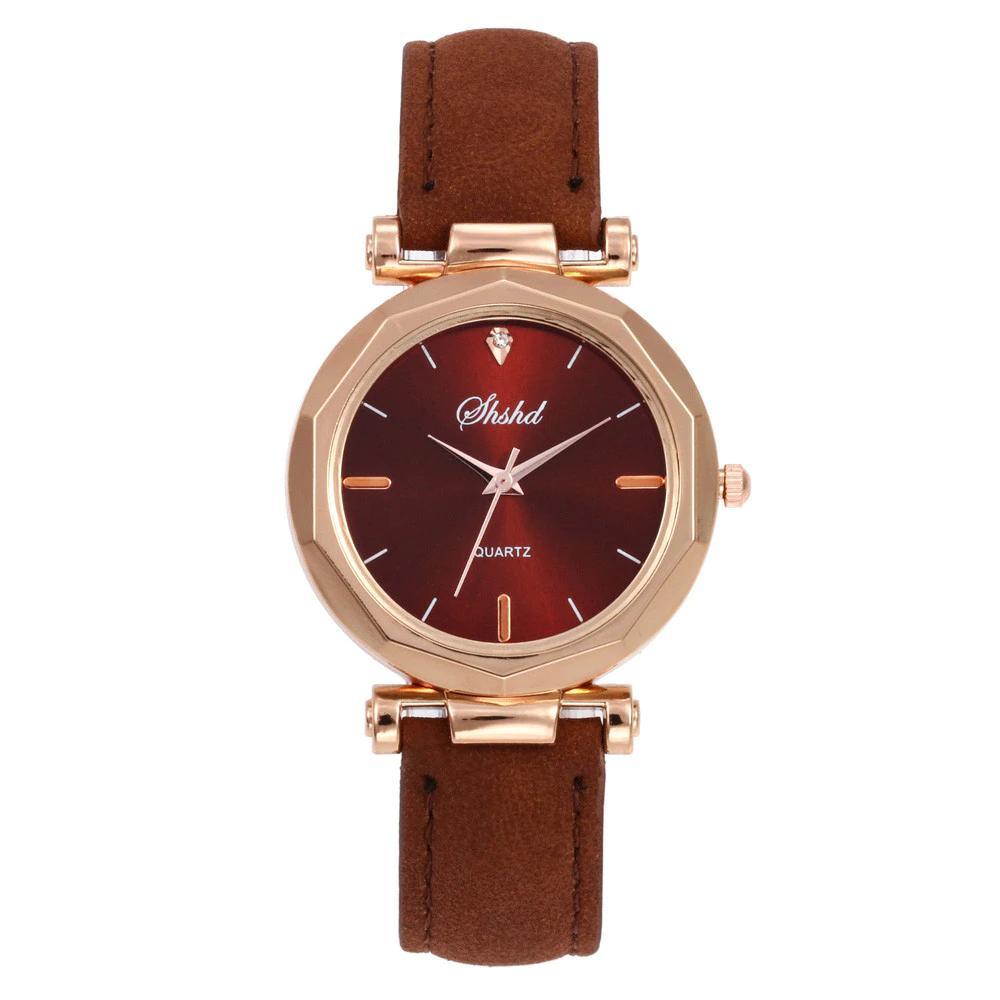 Montre en cuir avec strass pour femmes