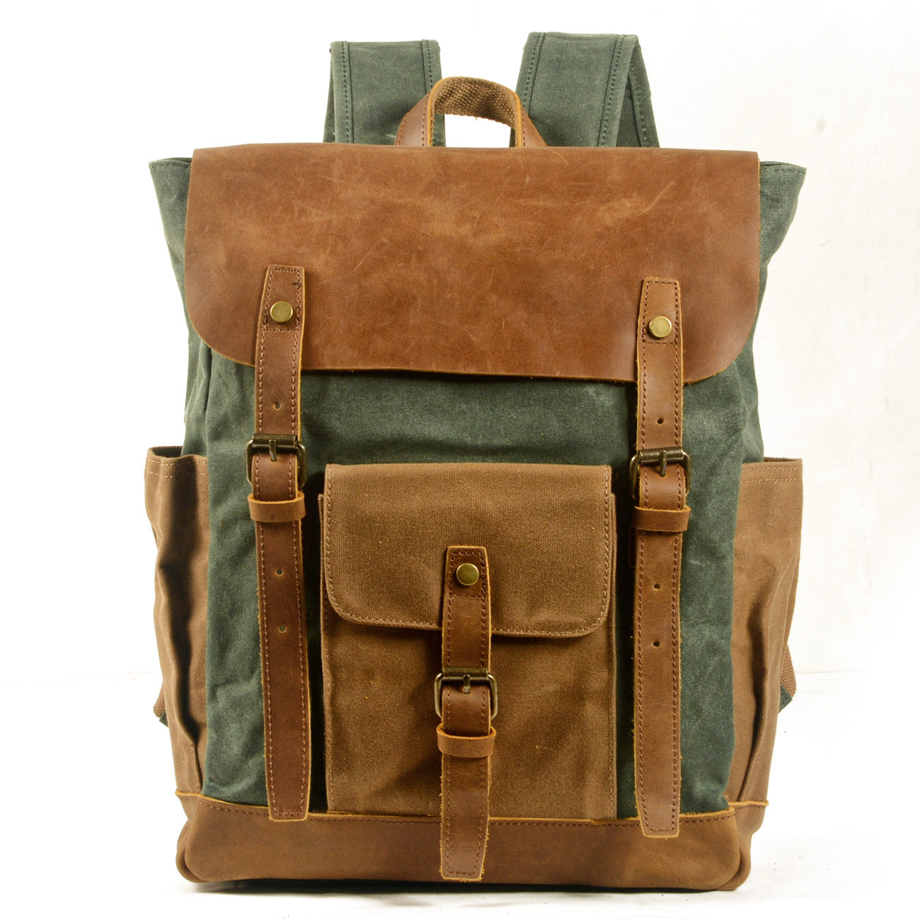 Mochila de Laptop de Cuero Crazy Horse de Lona Premium