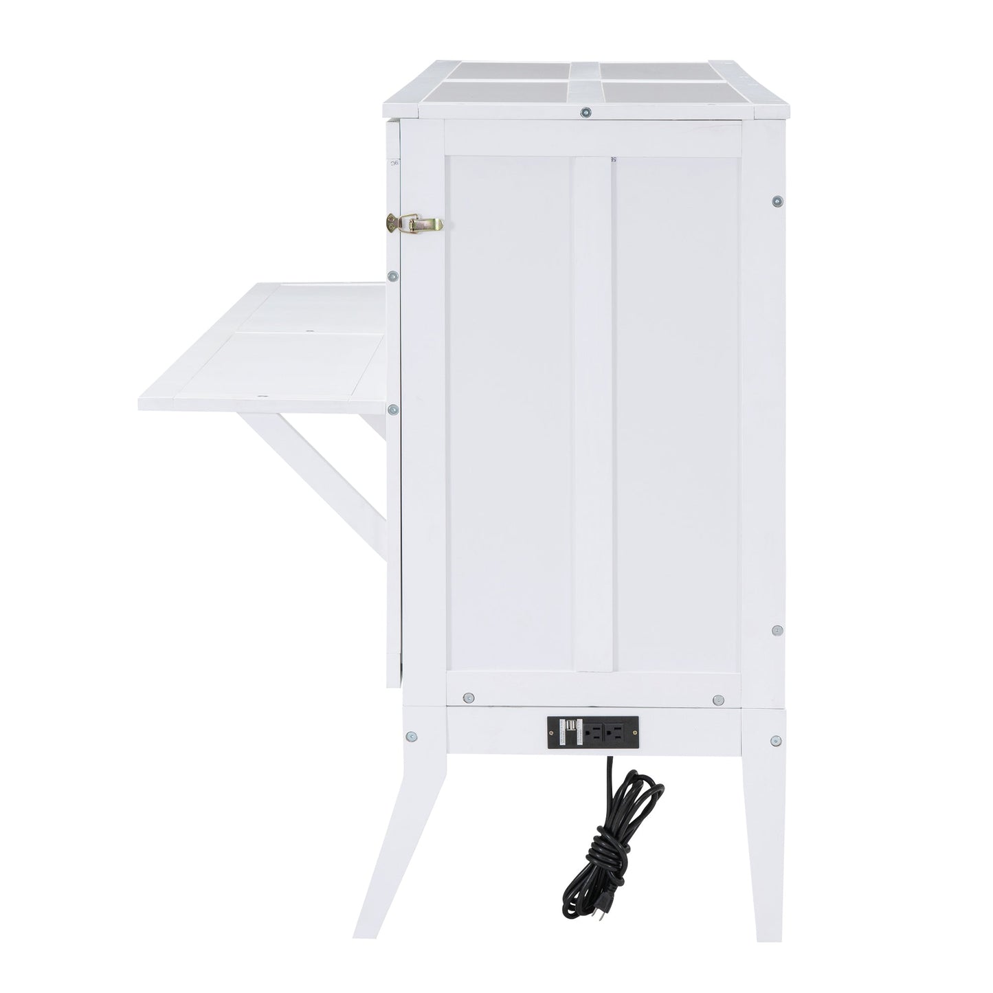 Queen Size Murphy Bed with Built-In Charging Station and a Shelf  White - Korvel