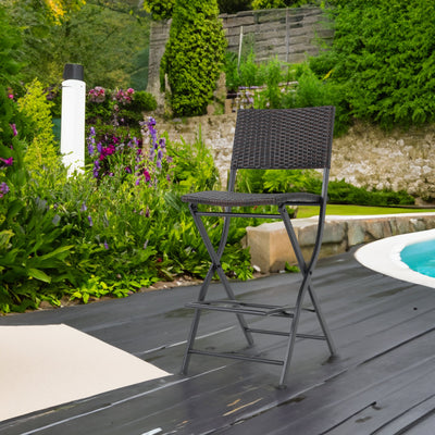 Premium Outdoor Wicker Barstools - 2-Pcs Set, Multibrown
