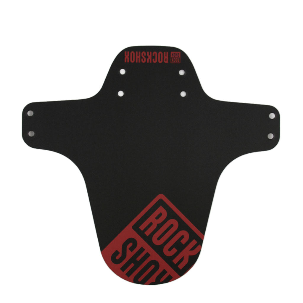 Garde-boue RockShox MTB court avec attaches à zip noires et accents rouges Boxxer