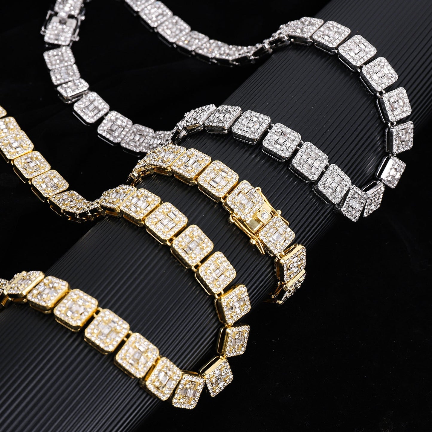 Cuban chain fashion new product square rock sugar chain 13mm necklace bracelet niche hip-hop jewelry accessories - Korvel
