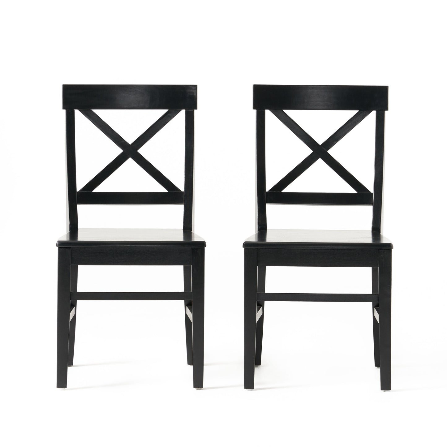 Chaises de salle à manger en bois d'acacia Roshan Farmhouse, noires (ensemble de 2)