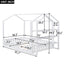 Full Size Wood House Bed with Fence and Detachable Storage Shelves, White - Korvel