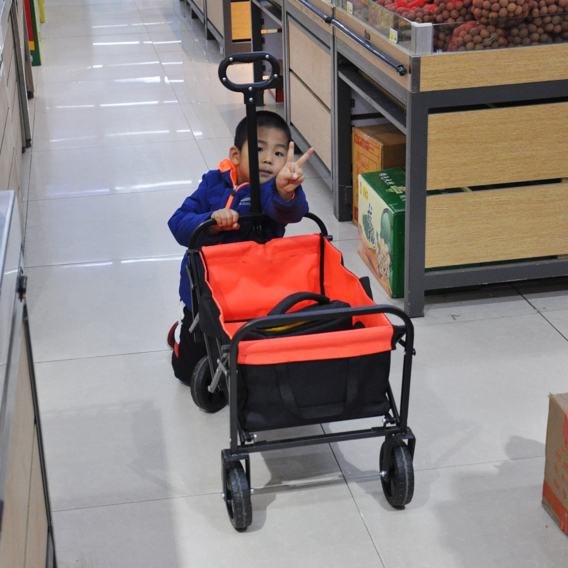 Folding Wagon Garden Shopping Beach Cart - Korvel