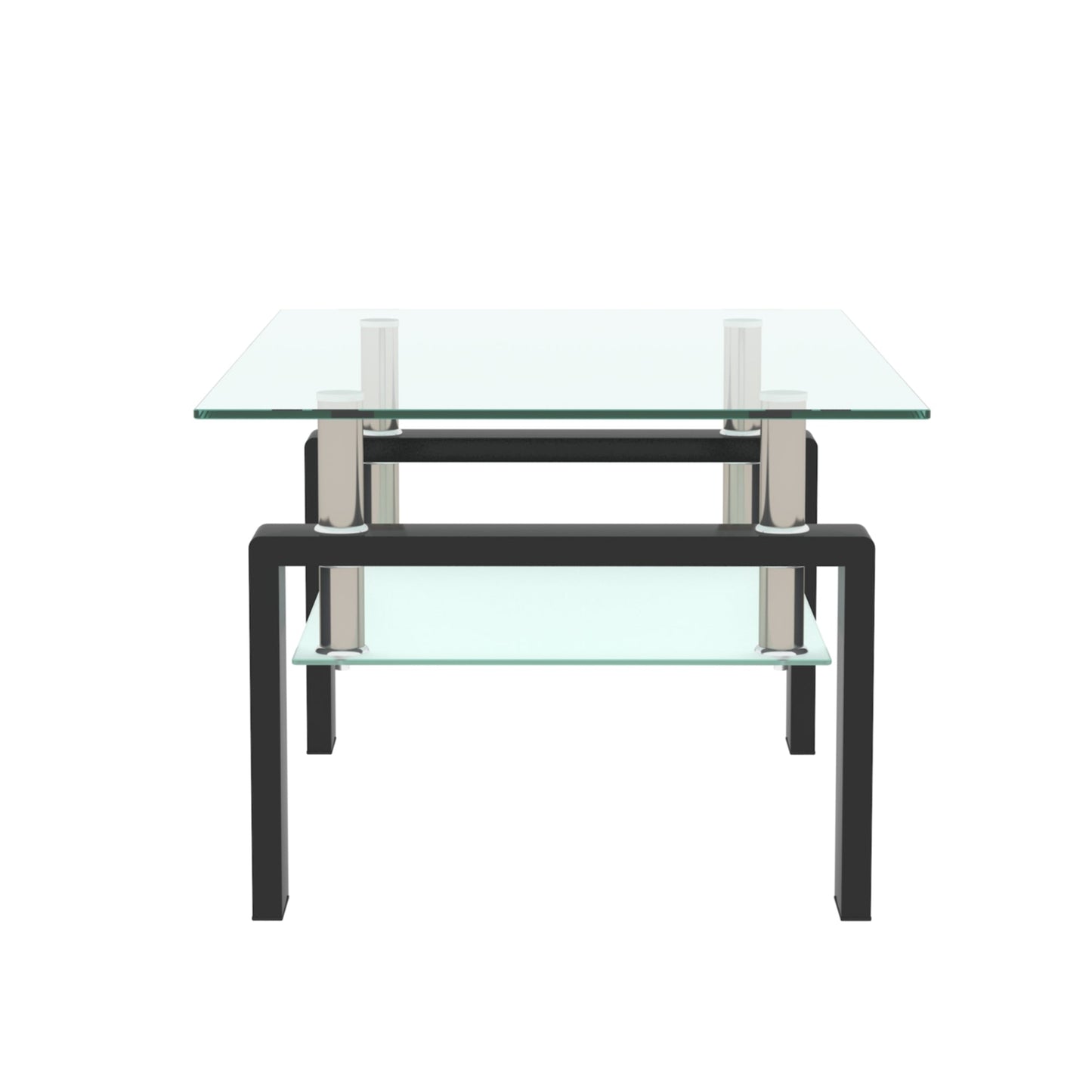 Modern Rectangle Black Glass Coffee Table for Living Room