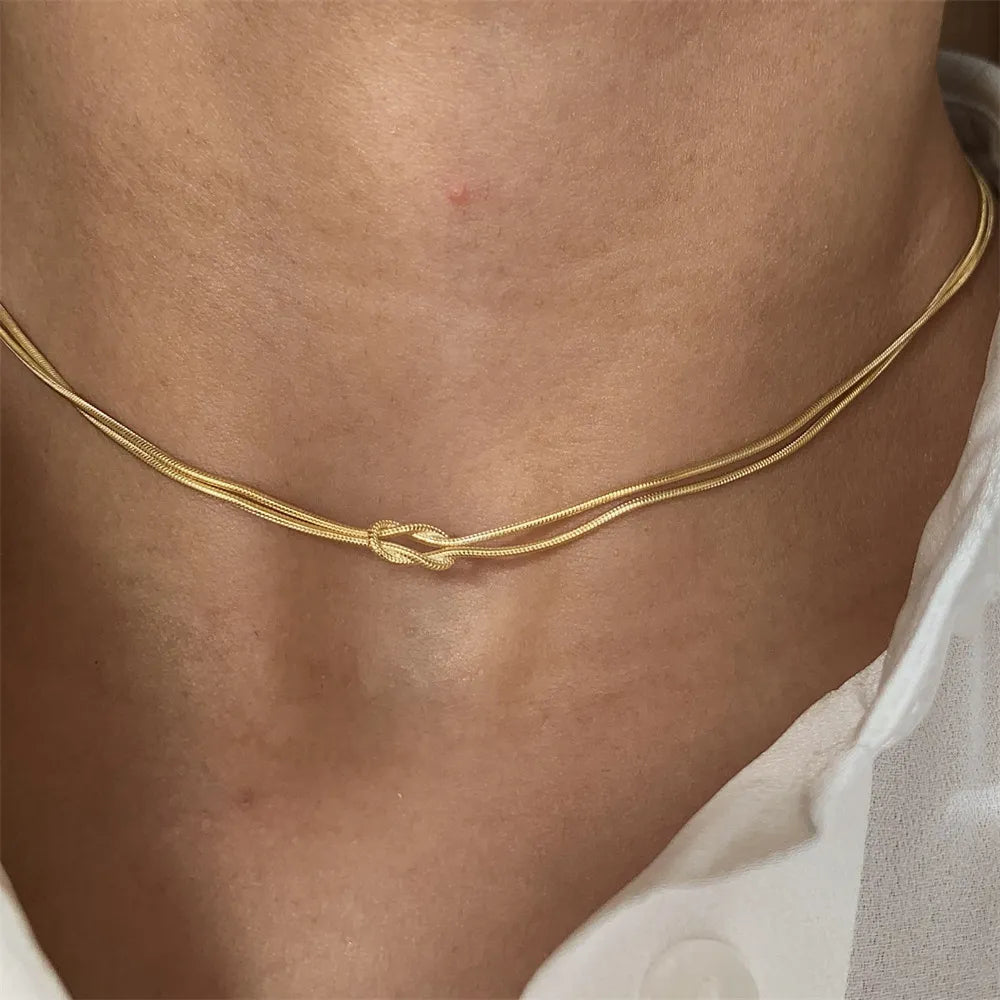 Titanium Steel Knotted Necklace - Korvel