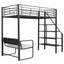 Twin Size Metal Loft Bed with Bench and Storage Staircase  Black - Korvel