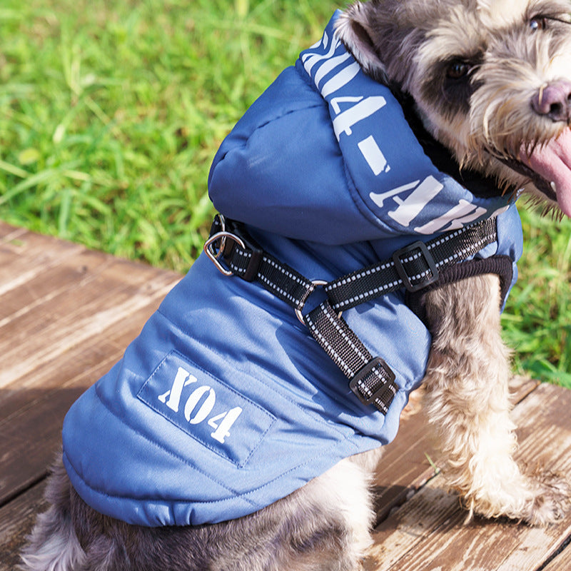 Fleece-Lined Waterproof Dog Jacket with Hood