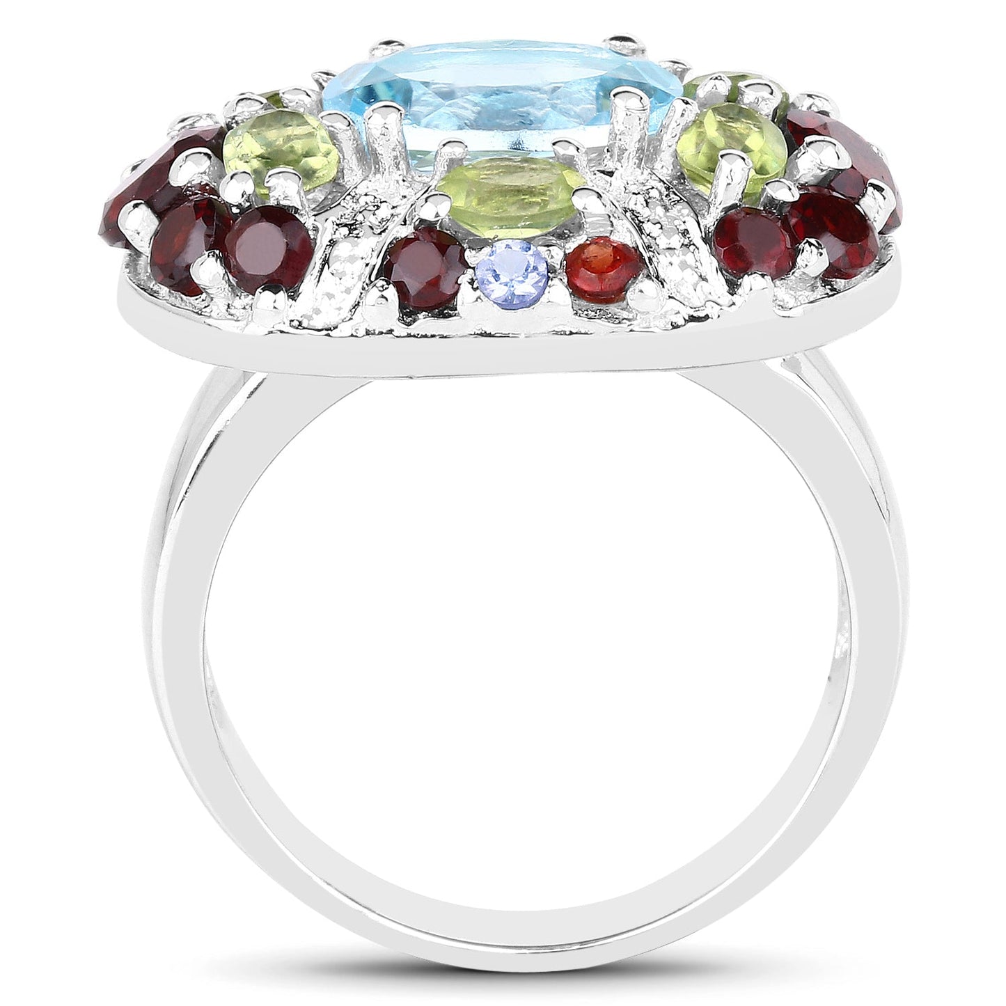 5.43 Carat Multi Stone .925 Sterling Silver Engagement Ring