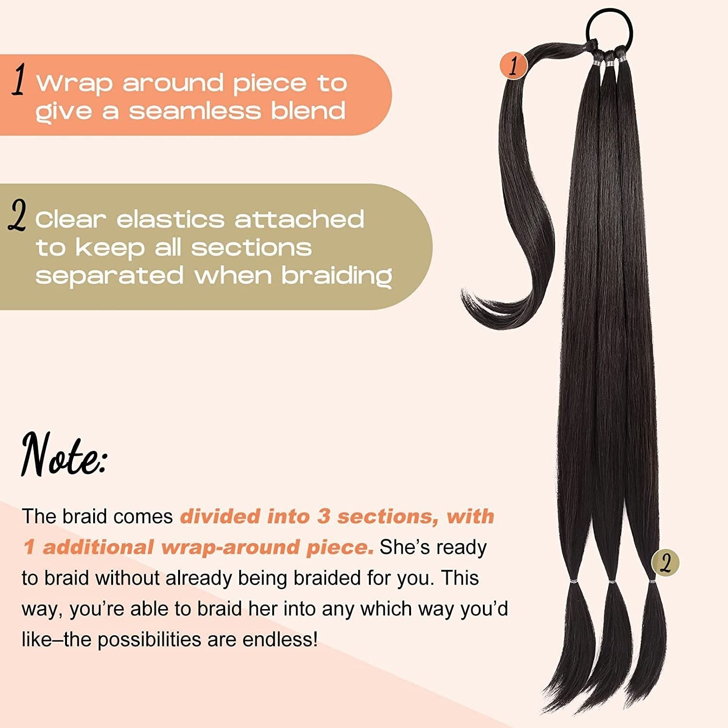 Fake Braid New Fashion Chemical Fiber Wig Female Long Braid Hair Extensions Hair Band Type Hair Extensions Braid Wig Ponytail - Korvel