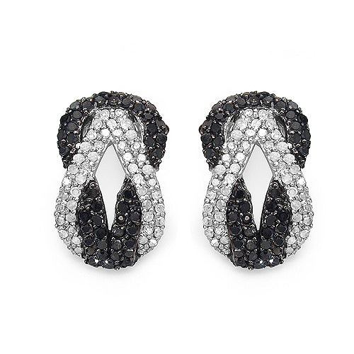 1.05 Carat Genuine Black Diamond & White Diamond Earrings