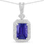 Pendentif en tanzanite véritable de 2,56 carats et diamants blancs en or blanc 14K