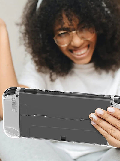 Suitable for Nintendo Switch OLED protective case with bracket NS OLED transparent PC hard case personalized crystal case - Korvel