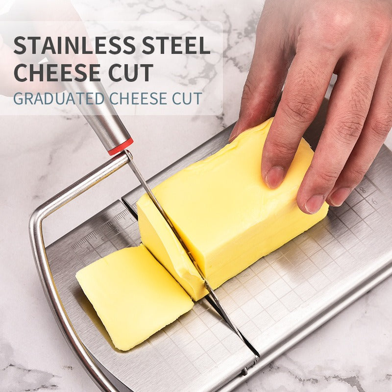 Cheese Cutter Stainless Steel  With Graduated Slicer Household Baking Tool Butter Cheese Divider - Korvel