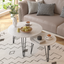 Ensemble de 2 tables basses rondes empilables de 27,56'' - Blanc