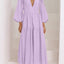 Elegant Lightweight Deep V-Neck Balloon Sleeve Maxi Dress