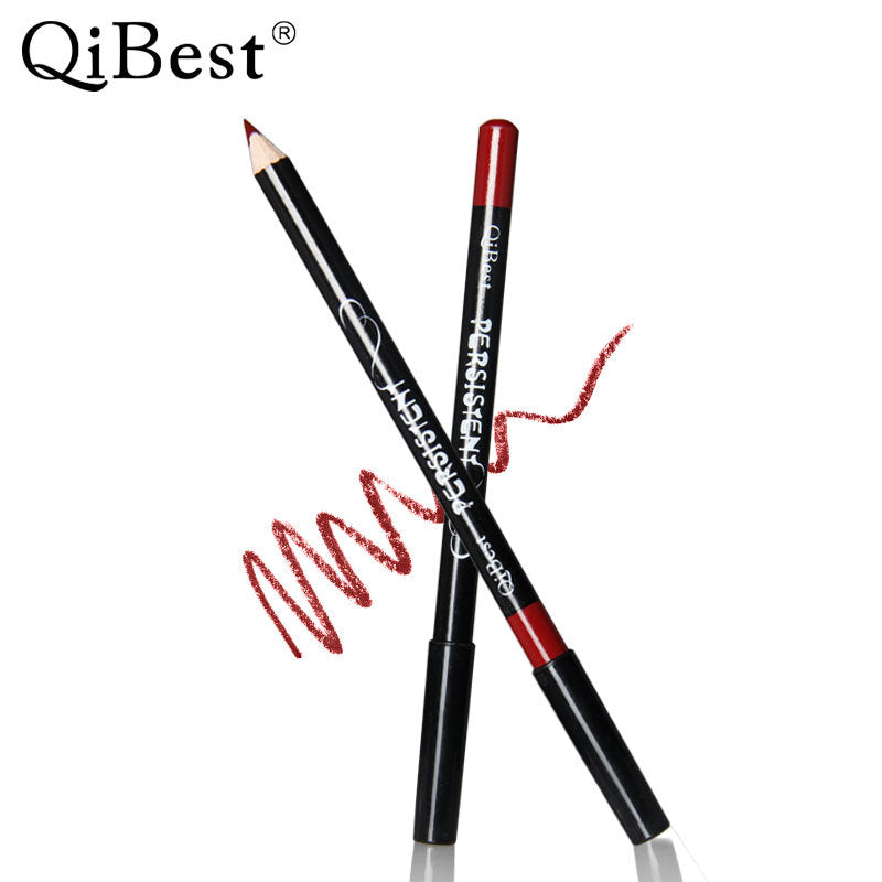 Qibest Fashion Black Rod Waterproof Lip Liner - 12 Colors