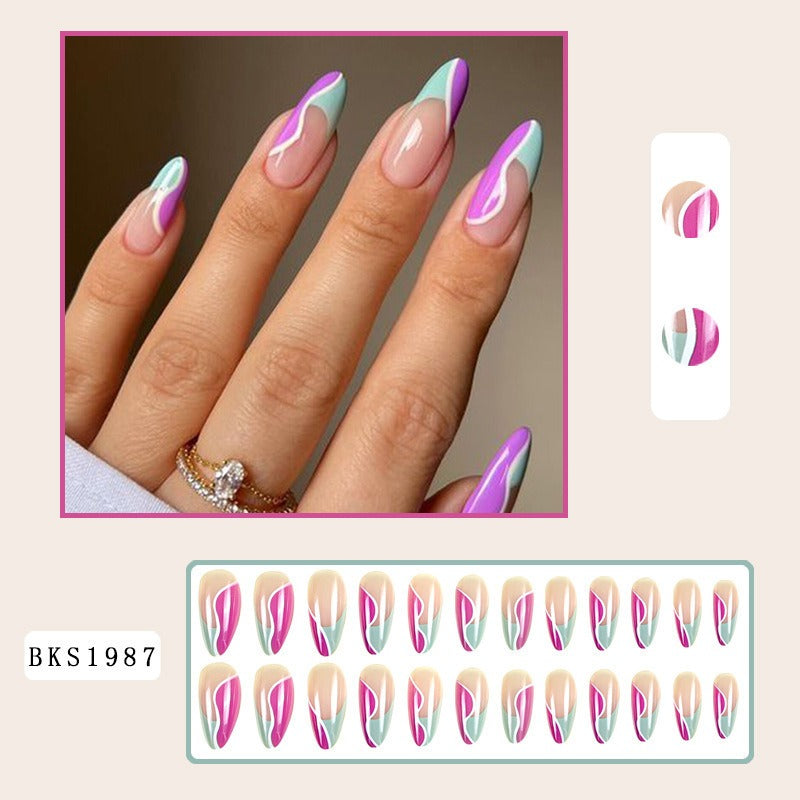Mid-Length Almond Nail Art Patches for Stylish Looks