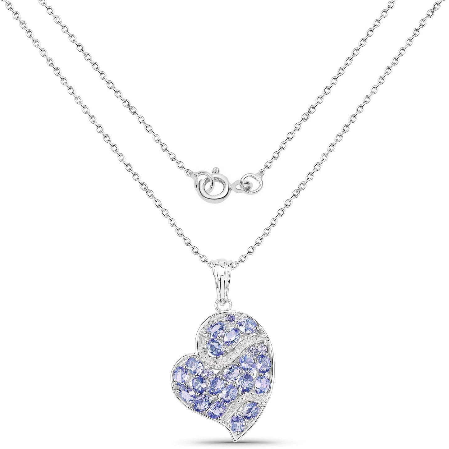 3.40 Carat Genuine Tanzanite & White Topaz Sterling Silver Pendant