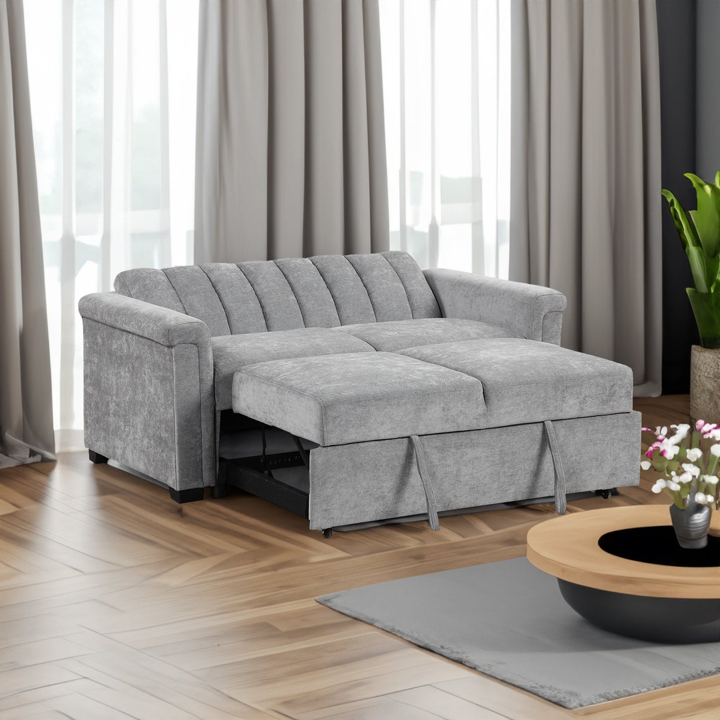 U_STYLE Convertible Soft Cushion Sofa Pull Bed ,for Two People to Sit On - Korvel
