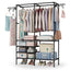Freestanding Metal Garment Rack with Shelves and Hooks