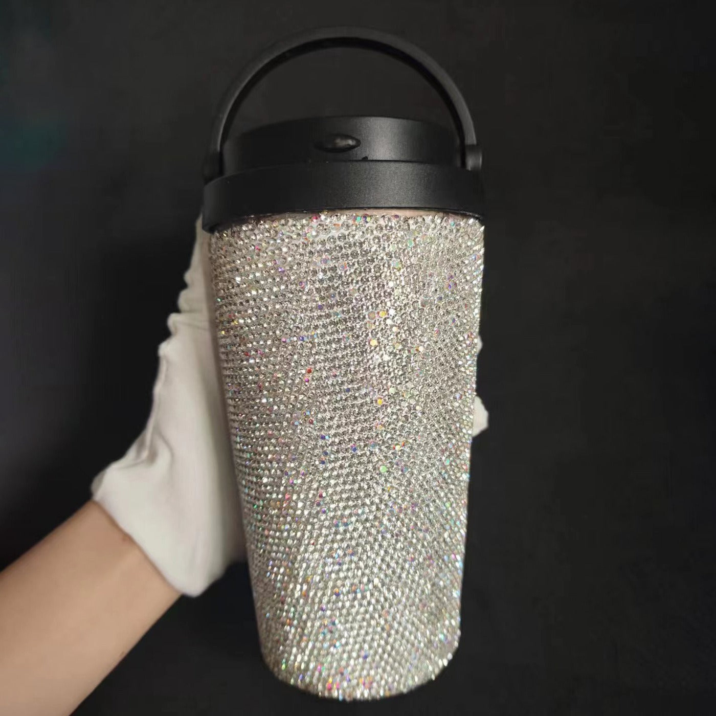 Diamond inlaid vacuum stainless steel coffee cup creative handle insulated cup vacuum portable car cup - Korvel