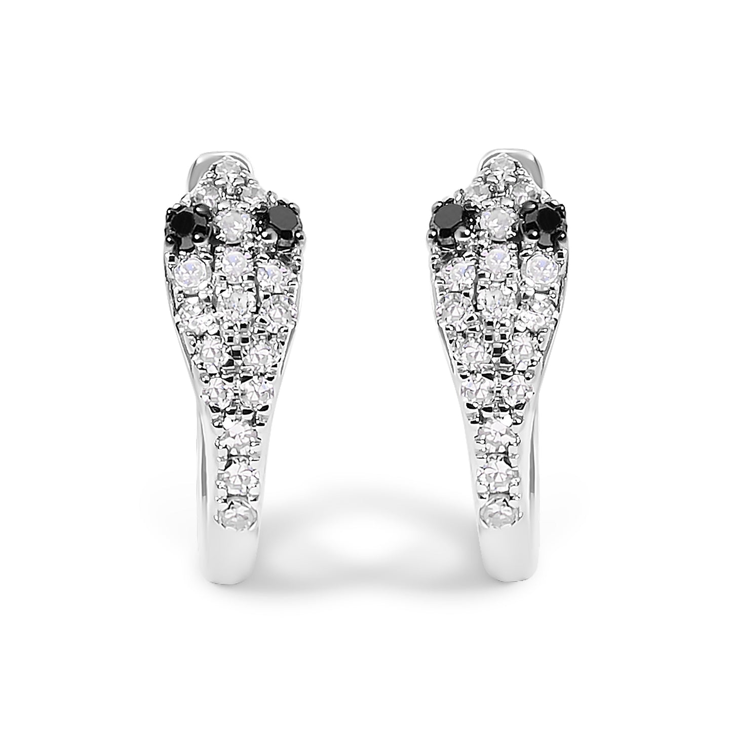 Boucles d'oreilles créoles serpent en or blanc 10K avec diamants