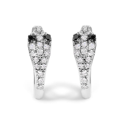 10K White Gold Diamond Snake Eyes Huggy Hoop Earrings