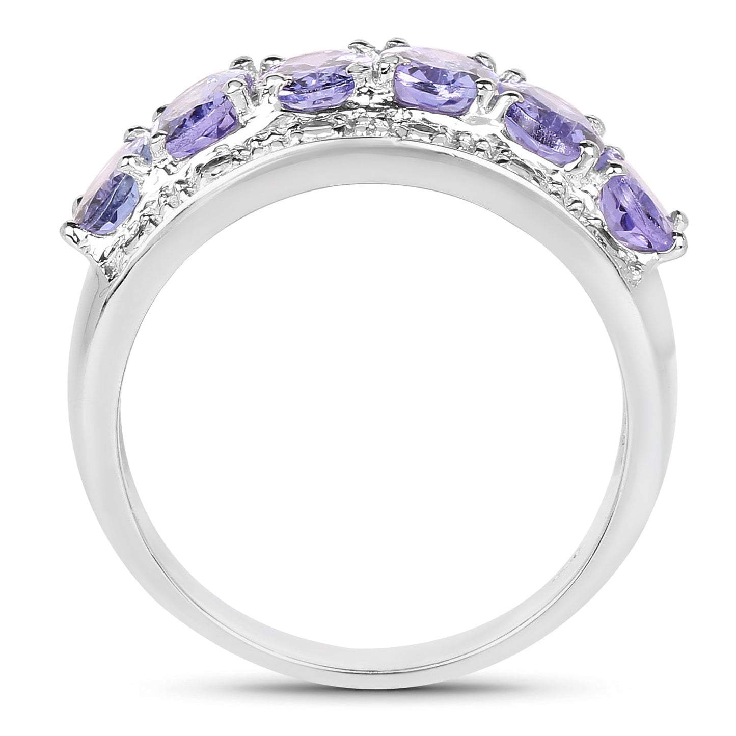 2.64 Carat Genuine Tanzanite Sterling Silver Engagement Ring