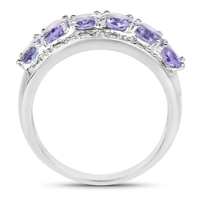 2.64 Carat Genuine Tanzanite Sterling Silver Engagement Ring