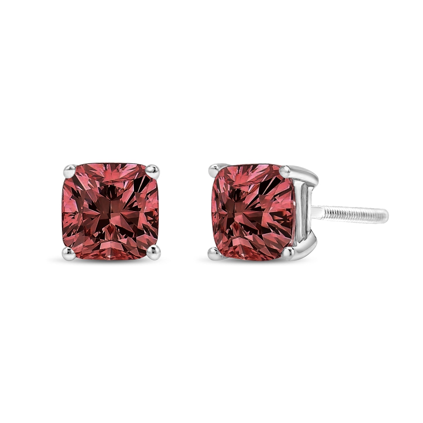 Pendientes de Stud de Diamante Rosa Creado en Laboratorio en Oro Blanco de 14K