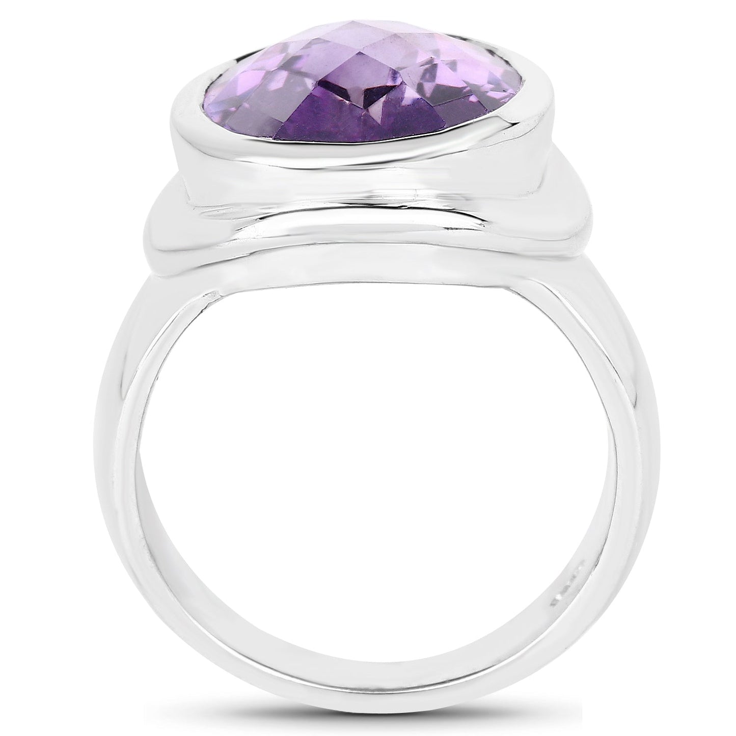 9.01 Carat Genuine Amethyst Sterling Silver Engagement Ring