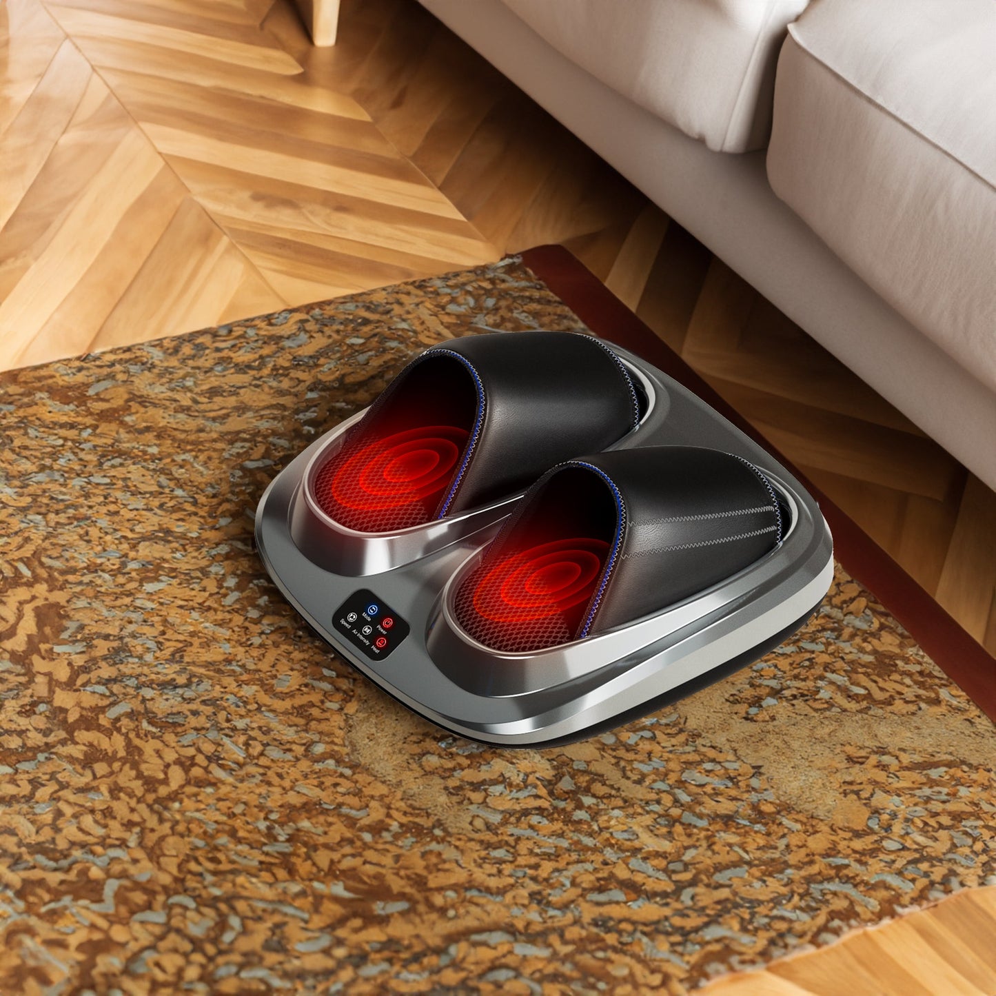 Shiatsu foot massager, heating and deep massage therapy, air compression, vibration pain relief, and circulation - Korvel