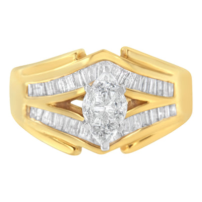 Bague cocktail en diamant en or bicolore 14KT
