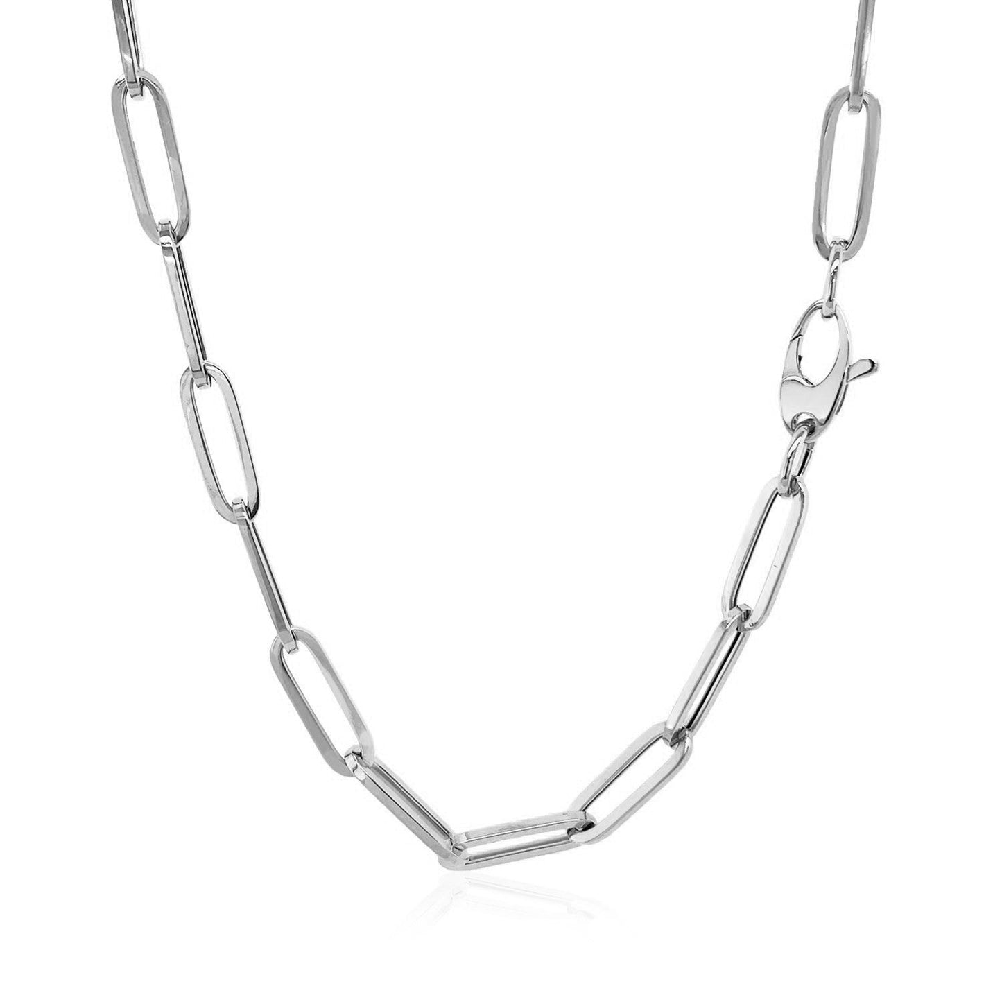 Cadena de papel clip audaz de oro blanco de 14k - 4.2 mm