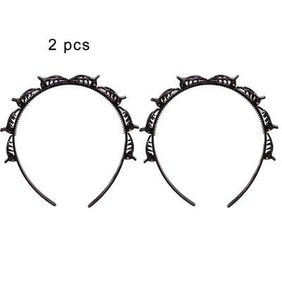 Black Braider Hair Clip Burst Pin Hairdo Bring Hair Hoop Multi-storey Wisp Air Weave Head Hoop Styling Tool - Korvel