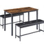 Dining Table Set Barstool Dining Table (with 2 PU Upholstered Benches) Industrial Style Dining Table and Chairs - Korvel