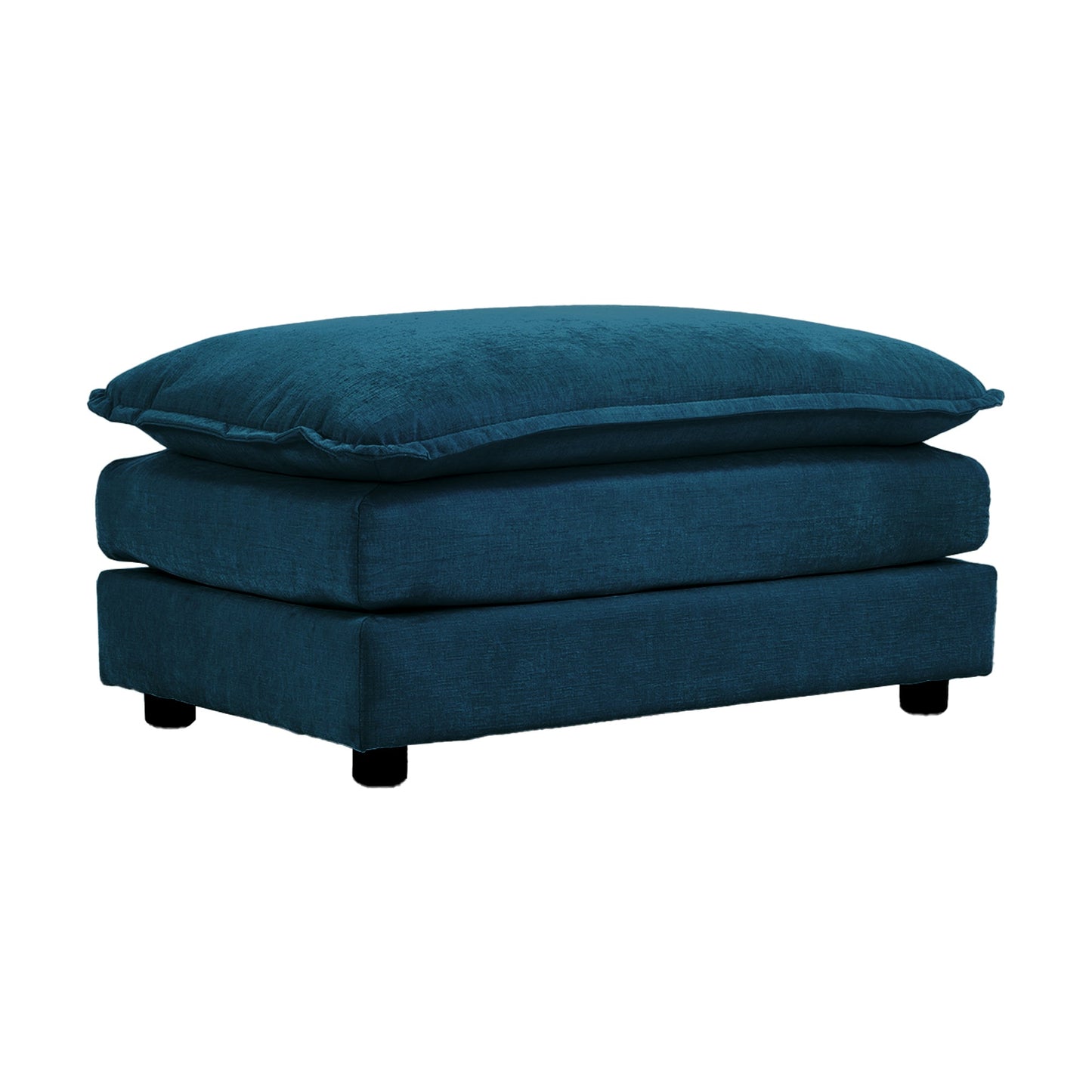 Premium Blue Chenille Fabric Ottoman Footrest
