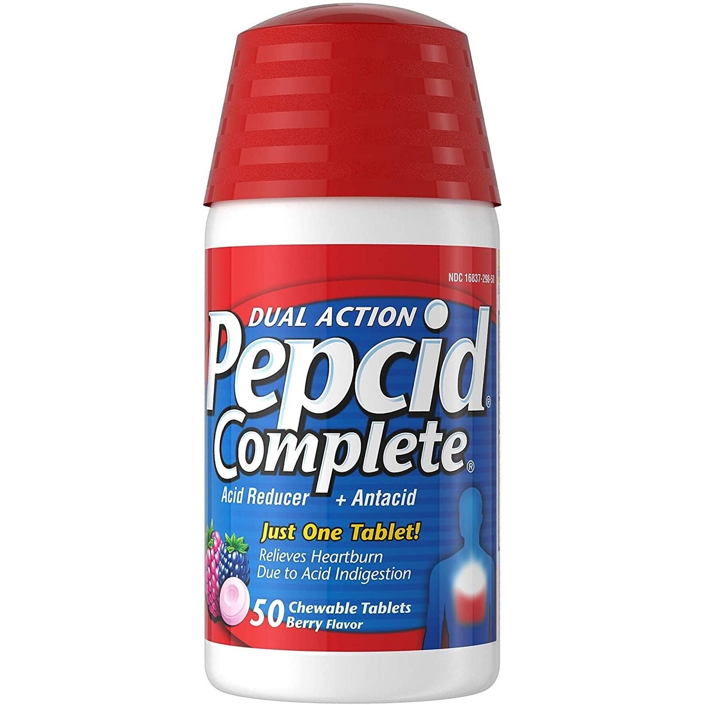 Pepcid Complete Sabor a Baya Antiácido + Reductor de Ácido - 50 Tabletas Masticables