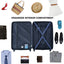 3 Piece Luggage Sets ABS Lightweight Suitcase with Two Hooks, Spinner Wheels, TSA Lock, (20/24/28) Navy - Korvel