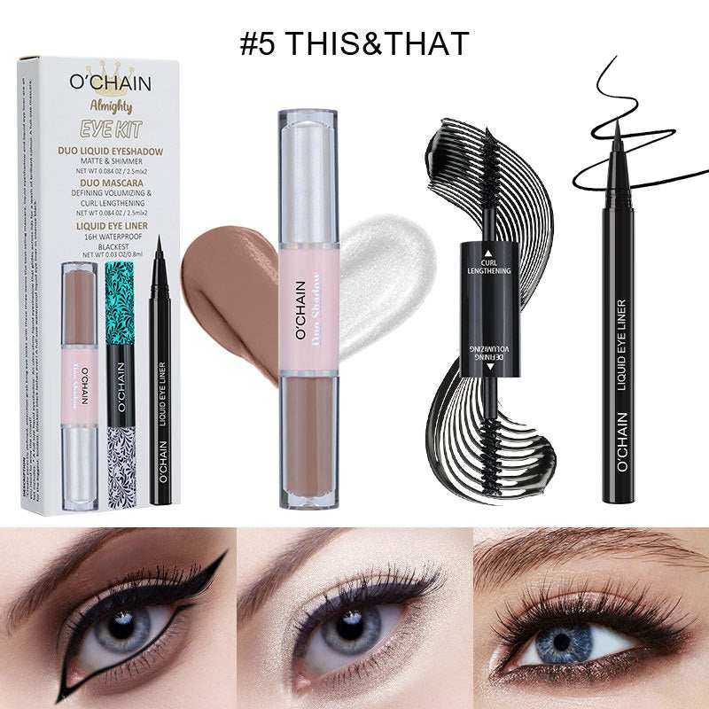 Ensemble Cosmétique Premium O'CHAI : Mascara, Eyeliner et Fard à Paupières