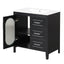 30" Bathroom Vanity with Sink, Bathroom Vanity Cabinet with Two Drawers and Door, Adjustable Shelf, Solid Wood and MDF, Black - Korvel