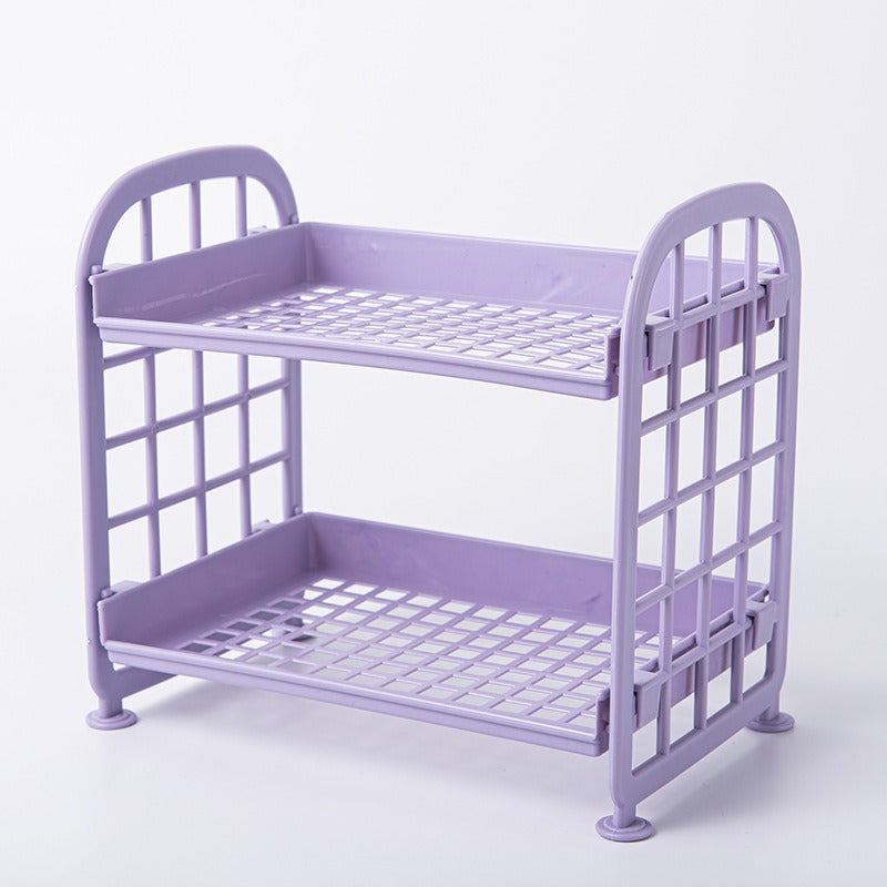 Double Storage Rack Kitchen Small Shelf Desktop Storage Rack Bathroom Sink Plastic Organizing Rack - Korvel