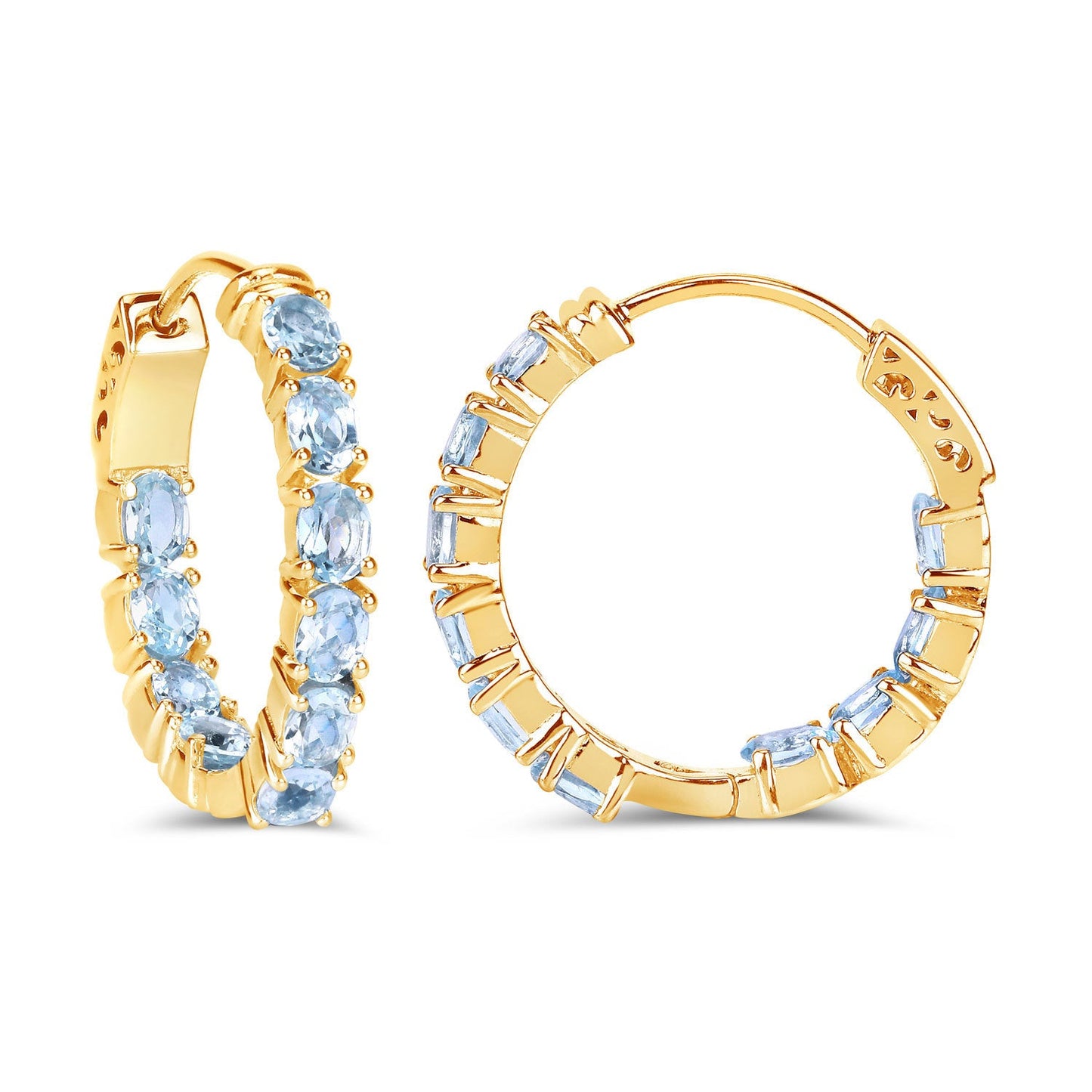 Boucles d'oreilles en argent sterling avec topaze bleue véritable de 3,80 carats