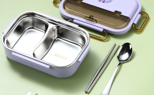 Boîte à lunch compartimentée en acier inoxydable micro-ondable premium