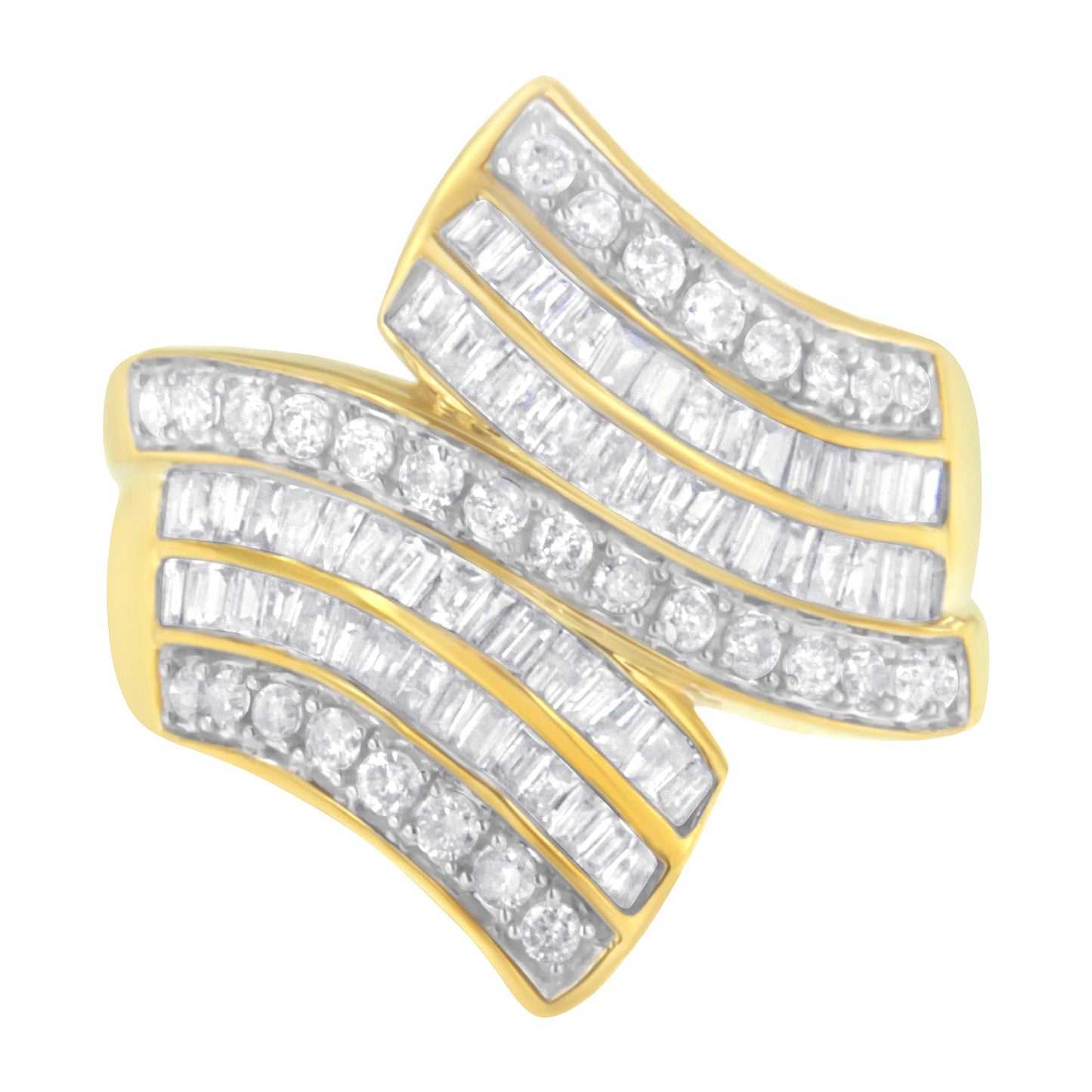 10K Yellow Gold Diamond Bypass Ring - Size 5