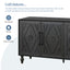 Carved Flower Door Large Storage Cabinet With Metal Handle Suitable For Living Room, Kitchen, Entryway(BLACK) - Korvel